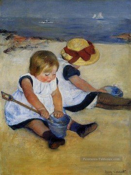 enfants sur la rive impressionnisme mères des enfants Mary Cassatt Peinture à l'huile